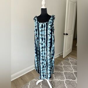 entro Blue and Black Tie-Dye Maxi Dress